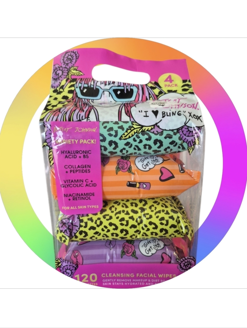 Betsey Johnson 4pk Variety Cleansing Facial Wipes.